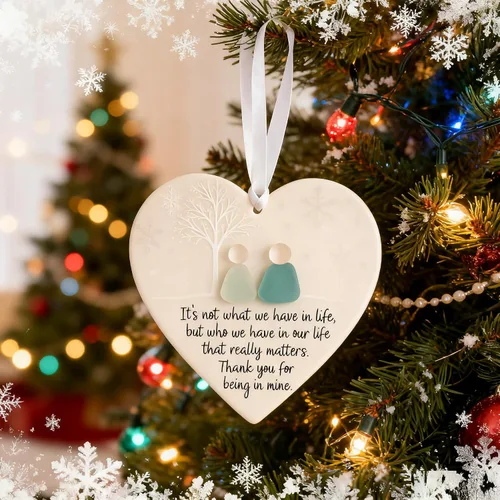 Miniatura 2 de Adornos de la amistad de cristal de mar de 1 pieza, tablero de corazón acrílico con diseño de cristal de mar 3D, para mujeres, adornos de Navidad