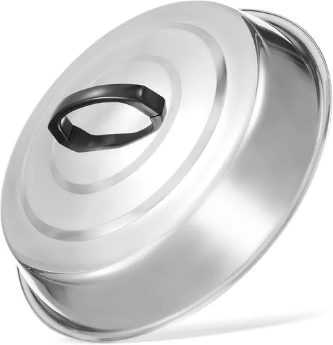 Tapa redonda de acero inoxidable para cocinar al vapor para cocinar a la plancha y parrilla, utensilios de cocina versátiles para parrilla superior