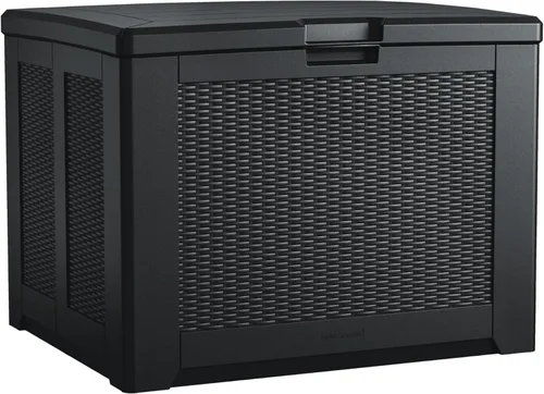 Miniatura 12 de Caja de almacenamiento para exteriores de resina extra grande Rubbermaid (134 galones), resistente a la intemperie, color negro, organización