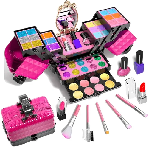 Juego de cosméticos lavables para niños, adecuado para niñas, juego de cosméticos lavables de juguete de princesa, juego de cosméticos para niños