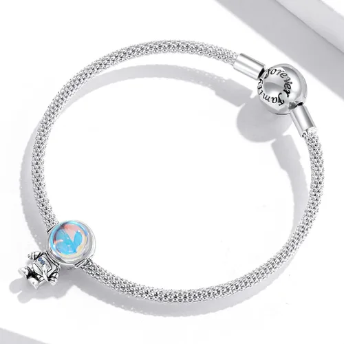 Miniatura 2 de MOWIMO Abalorios de amor de arco iris con diseño de corazón espacial de astroaní para pulsera de plata de ley 925 con diseño de ojo de la suerte
