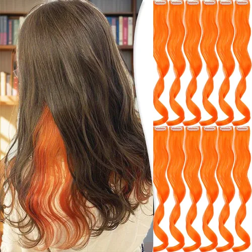 Miniatura 17 de Extensiones de cabello sintético lacio y sintético con clip de 24 pulgadas, para mujeres y niñas, regalo para fiestas, cosplay, rosa