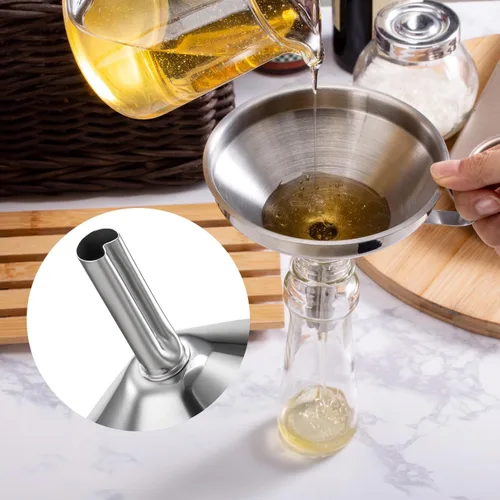 Miniatura 6 de Embudo de acero inoxidable de 5 pulgadas con colador y filtro de malla fina de 200, embudo de metal de grado alimenticio, filtro de aceite