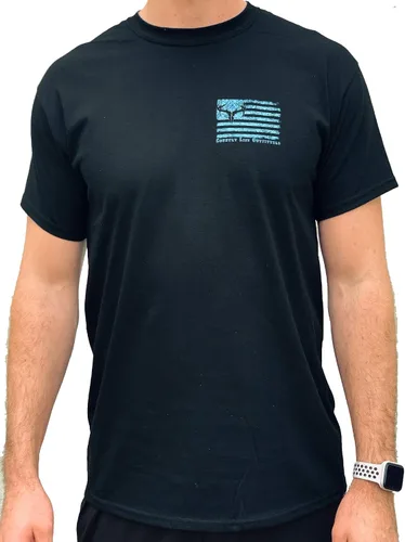Miniatura 2 de Country Life Outfitters Camiseta de manga corta para hombre con bandera americana de camuflaje azul Negro