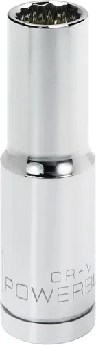Powerbuilt 940130 1/2" Dr. 12 Pt. SAE Deep Well Socket, 1/2"