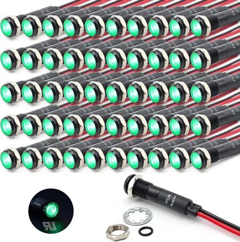 Miniatura 24 de 5 piezas 8 mm (5/16'') luz indicadora LED Luz indicadora 110V 120V lámpara piloto de metal Aluminio negro anodizado impermeable ip67 Luz de señal