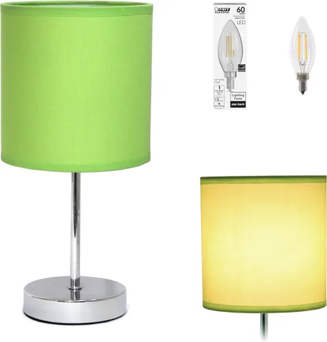 Miniatura 25 de Simple Designs LT2007-HPK-LB Lámpara de mesa básica cromada para sala de estar, mesita de noche, escritorio, encimera, rosa intenso, con bombilla