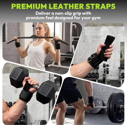 Miniatura 4 de HANDBODE Lifting Wrist Straps for Weightlifting, Gym Wraps with Double D-Ring for Secure Grip, Deadlift, Pull Up, Bodybuilding, Cable Workout, Fit