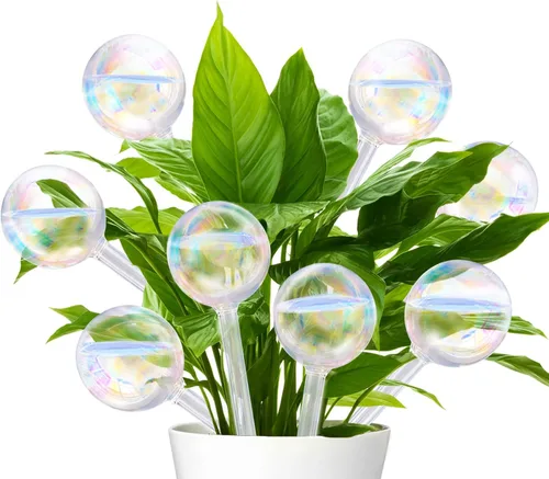 Miniatura 6 de Pynqdfu 2 globos de riego de plantas, dispositivos de riego de vidrio degradado de arco iris, accesorios de plantas de riego automático