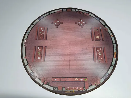Miniatura 2 de Alfombra de juego de taberna de 24 pulgadas de diámetro con borde cosido de rejilla de 1 pulgada, doble cara con terreno universal de mazmorra