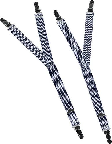Miniatura 6 de Navy Herringbone Signature Premium Shirt Stays Ligas de camisa ultra suaves para permanecer escondidas Oficina formal militar, Espiguilla azul
