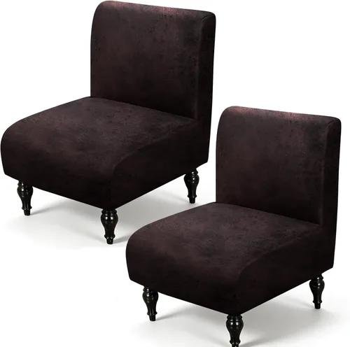 Miniatura 12 de ANARACHON Armless Accent Chair Cover Slipcover,Faux Leather Armless Slipper Chair Cover, Washable Non-Slip Furniture Protector and Home Decor for