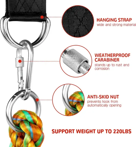 Miniatura 9 de ZNCMRR Columpio de cuerda para columpios de disco de árbol, columpio de árbol para niños, asiento de un solo disco y cuerda de escalada para niños