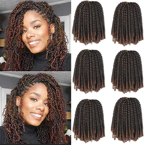 Miniatura 28 de Xtrend - Cabello trenzado de ganchillo con rizos de resorte, color rojo cobrizo, 12 pulgadas, para rizos de mariposa de imitación, extensiones