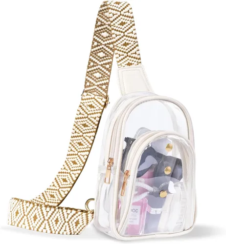 Miniatura 10 de Bolso bandolera transparente para eventos de estadio, bolsa cruzada para mujer, aprobada para estadios