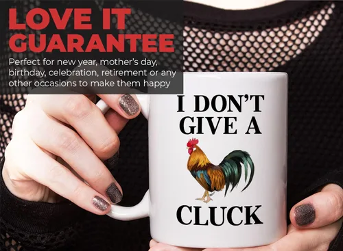Miniatura 7 de Chicken Lover - Taza de café con texto en inglés "I Don't Give a Cluck" de 11 onzas, diseño de granjero sarcástico, propietario de una granja