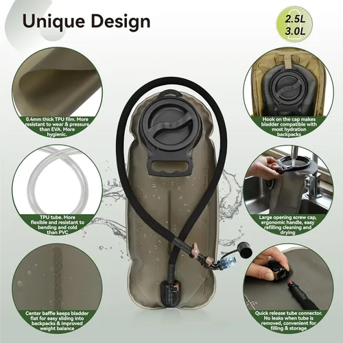 Miniatura 3 de MARCHWAY Bolsa de hidratación de TPU de 2L/2.5L/3L, bolsa de depósito de agua ultra duradera con tubo aislado para hidratación para ciclismo, Gris