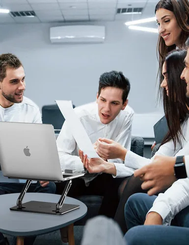 Miniatura 8 de ivoler Soporte Ajustable para Laptop con Base Giratoria de 360°, Soporte Ergonómico para Laptop para Escritorio, Elevador de Laptop Plegable