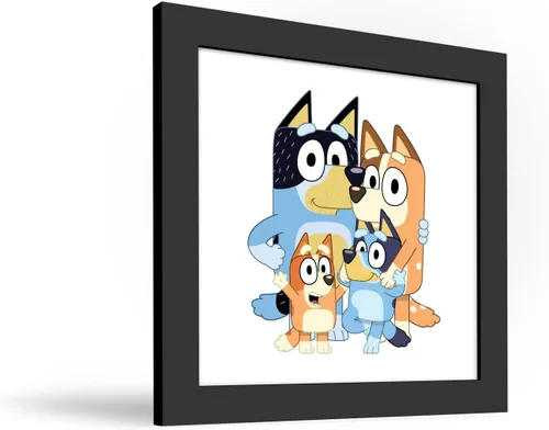 Miniatura 2 de Gallery Pops Bluey - Arte de pared de papá, mamá, Bluey y bingo, versión enmarcada negra, 12 x 12 pulgadas