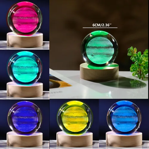 Miniatura 3 de Regalos de planeta Júpiter 3D - Bola de cristales del sistema solar de 60 mm - Figura de animales de cristal - Regalo de cumpleaños para mejor amiga