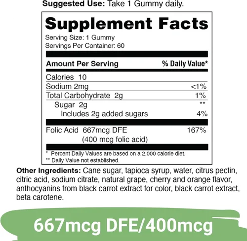 Miniatura 2 de Yuve Gomitas prenatales para mujeres – Ácido fólico 667 mcg DFE – Gomitas de vitaminas para el embarazo – Apoyo hormonal y ácido fólico – Vegano
