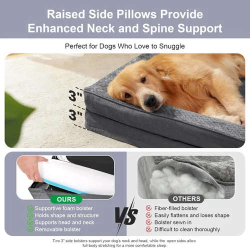 Miniatura 6 de Rainmr Camas ortopédicas para perros grandes, camas de espuma viscoelástica para perros de tamaño grande, funda extraíble lavable, parte inferior