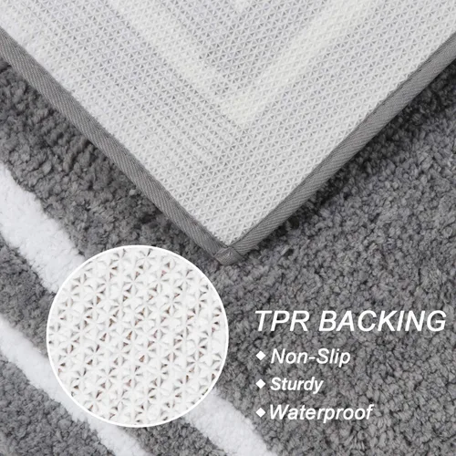 Miniatura 5 de Uphome Tapete de baño gris para baño, 18 x 24 pulgadas, moderno, antideslizante, lavable a máquina, tapete de baño absorbente de microfibra suave
