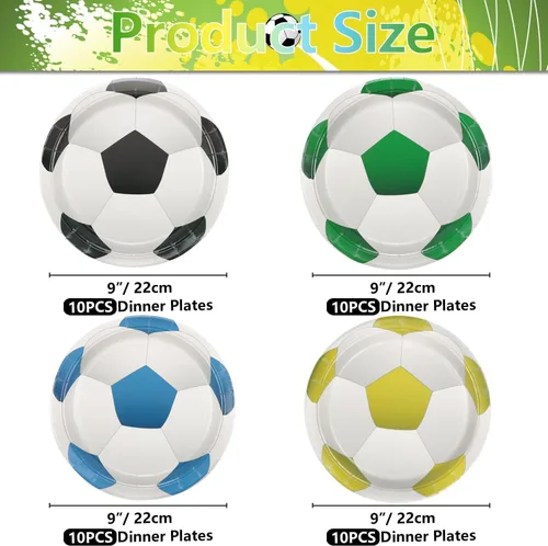 Miniatura 2 de 40 platos decorativos para fiesta de fútbol, incluyendo platos de postre desechables de 9 pulgadas para niños, fanáticos de deportes, eventos, día