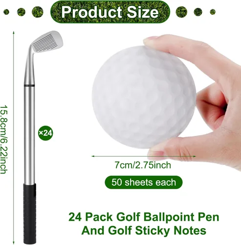 Miniatura 2 de Jspupifip Juego de 48 recuerdos de fiesta de golf, 24 bolígrafos de golf y 24 blocs, notas adhesivas de golf, bolígrafos de palos de golf, recuerdos