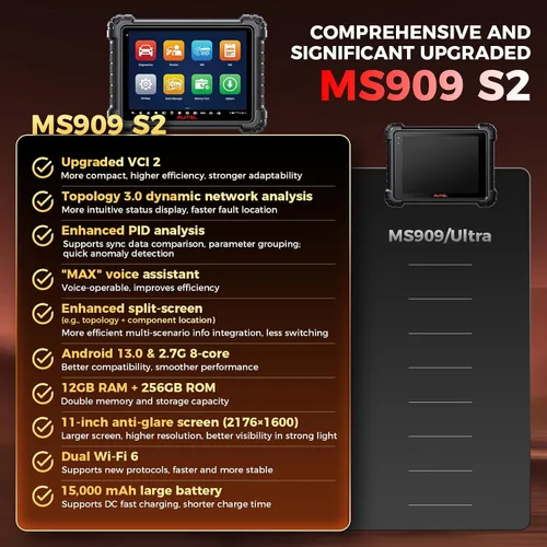 Miniatura 3 de Autel Escáner MaxiSys MS909 S2 2026, igual que Ultra S2 Up de MS909, herramienta de escaneo inteligente superior con topología 3.0, análisis PID