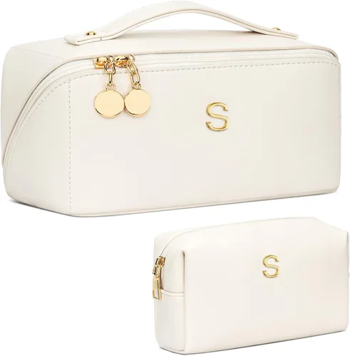 Miniatura 39 de Regalos de cumpleaños para mujeres y adolescentes, juego de bolsas organizadoras de maquillaje con iniciales personalizadas, bolsa de cosméticos