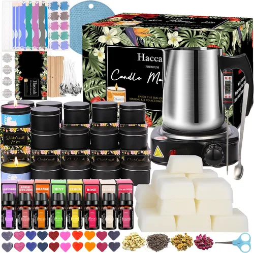 Miniatura 12 de Haccah Kit completo de fabricación de velas, suministros para hacer velas, kits de manualidades y manualidades para adultos, principiantes