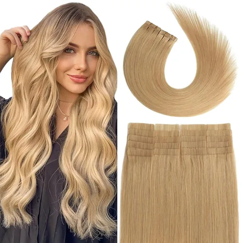 Miniatura 19 de Extensiones de cabello humano adhesivas, sedosas y lacias, 100% Remy, color marrón oscuro, para mujeres, 20 unidades por paquete