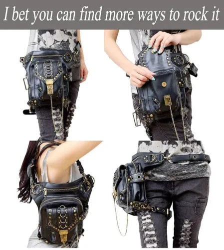Miniatura 7 de Rebajas Cyber Monday Ofertas Venta Steampunk Riñonera Bolso para cintura Moda Gótico Hombro Bandolera Bandolera Muslo Pierna Capucha Bolsa de Viaje