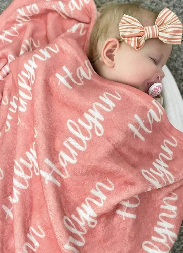 Miniatura 12 de Mantas con nombre personalizadas para bebés, niños y adultos. Manta con nombre personalizado del nombre del bebé. Manta con nombre personalizada