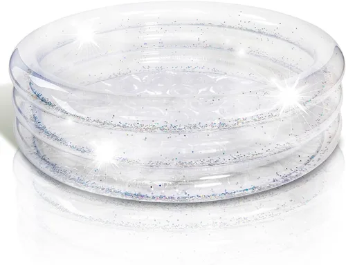 Miniatura 2 de ArtCreativity Piscina inflable brillante para niños de 34 x 10 pulgadas, 3 niveles, piscina inflable transparente con purpurina plateada, fácil