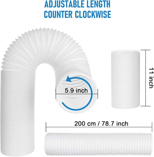 Miniatura 4 de Ninonly Kit de ventilación de aire acondicionado portátil con manguera de escape de 5.9 pulgadas, kit de sellado de CA portátil para ventana