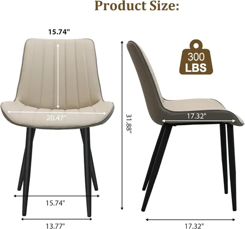 Miniatura 2 de Juego de sillas de comedor AmoUnico, silla de comedor moderna, sillas de comedor de cuero, sillas de cocina con tapizado de cuero sintético