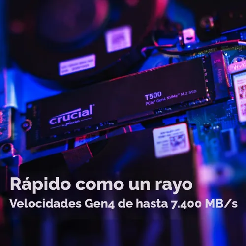 Miniatura 2 de Crucial SSD T500 PCIe Gen4 NVMe de 500 GB, hasta 7,200 MB/s, TLC NAND, compatible con portátiles y computadoras de escritorio (PC), para creativos