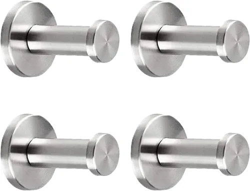Miniatura 27 de Ganchos para toallas de baño, paquete de 6 ganchos redondos para abrigos, gancho resistente para bata montado en la pared, colgador de ropa Cromo