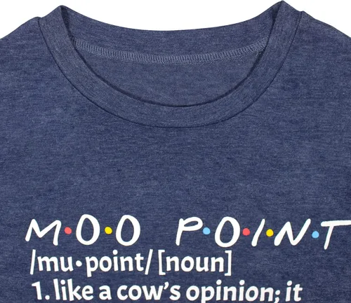 Miniatura 2 de It's a Moo Point - Camiseta de manga corta con cuello redondo y manga corta para mujer