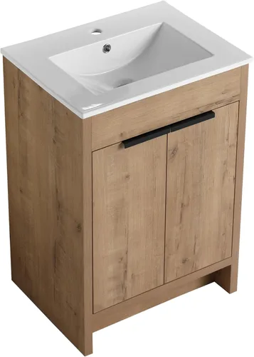 Miniatura 8 de LKTART Moderno flotador de 30 pulgadas para baño y lavabo, conjunto de tocador montado en la pared con puerta de cierre suave, juego de gabinete