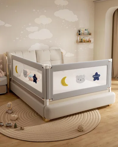 Miniatura 11 de Barandilla protectora para cama de bebé para niños pequeños, rieles reforzados de 54 pulgadas para cama completa con altura ajustable, barandilla
