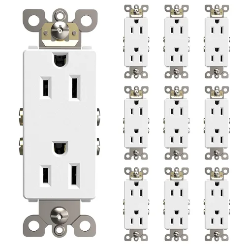 Miniatura 22 de ThunderWay Toma de corriente decoradora con placa de pared, toma eléctrica no resistente a manipulaciones, 15 amperios/125 V, autoconectada