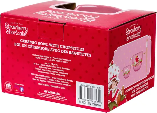 Miniatura 8 de Silver Buffalo Strawberry Shortcake - Tazón de cerámica vintage para ramen con palillos, apto para microondas, 20 onzas