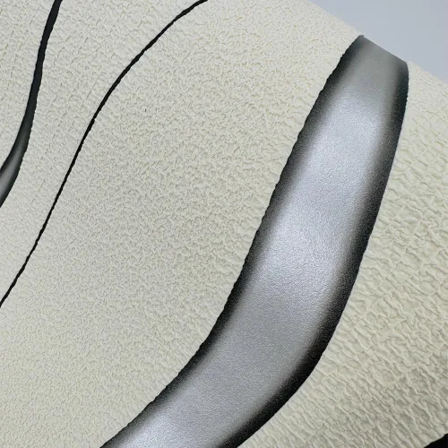 Miniatura 6 de Q QIHANG Moderna curva minimalista 3D ondulación de agua tridimensional flocado no tejido papel tapiz dormitorio sala de estar TV fondo pared Crema