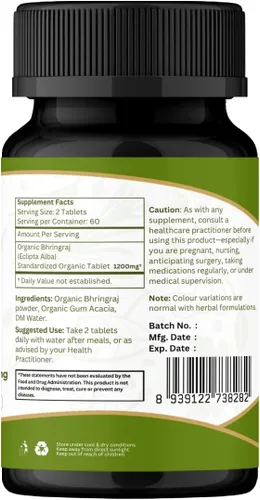Miniatura 8 de ORGANIC SPREE Bhringraj 120 Tabletas - Suplemento orgánico USDA Bhringraj (Eclipta alba), apoya la nutrición del cabello*