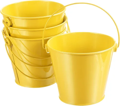 Miniatura 8 de PATIKIL Cubos de metal de colores de 4.7 pulgadas, paquete de 4 cubos para lápices, contenedores redondos de metal con asas para manualidades