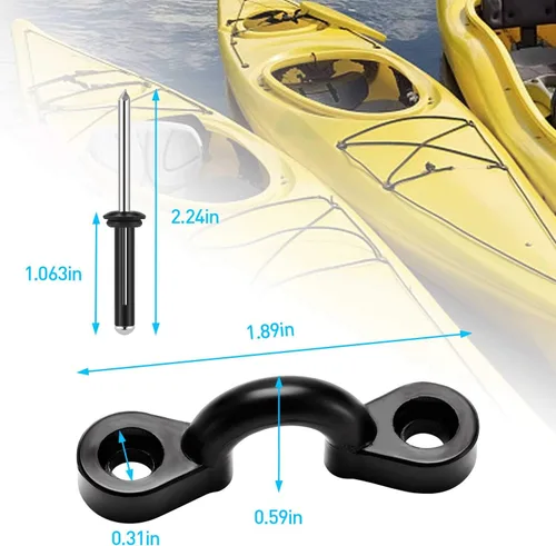 Miniatura 8 de HLOGREE Paquete de 2/4 asas para kayak, mango de transporte de kayak con remaches, asas de repuesto para kayak, asas de kayak para Gris - 4 asas