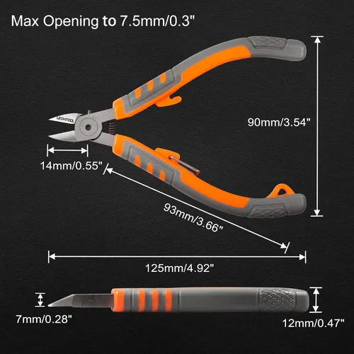Miniatura 6 de Alicates de corte diagonal de 5 pulgadas, cortadores laterales de alambre con cuerda de mano y cubierta protectora para cortes, cables electrónicos